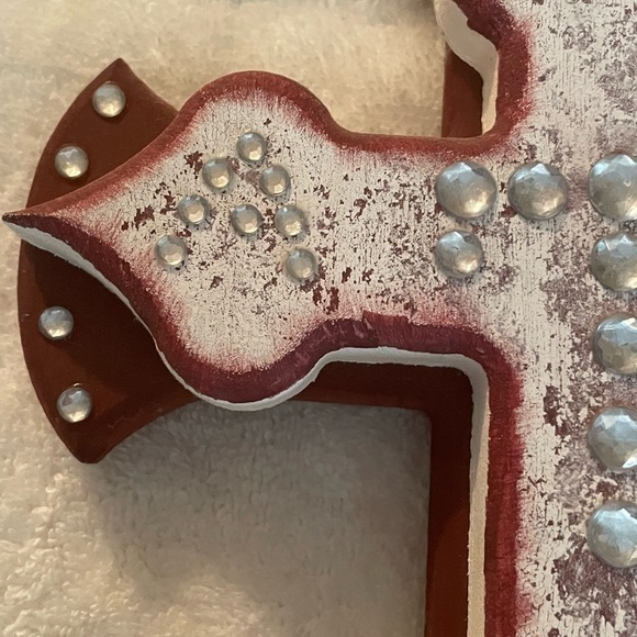 LIKE NEW Texas A&M layered wood crystal embellished wall cross 13”x8”x1.5” - Picture 9 of 10